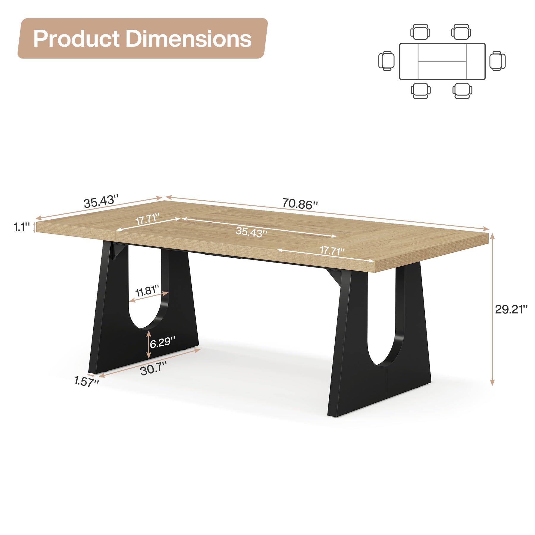 Large Dining Table for 6-8 People