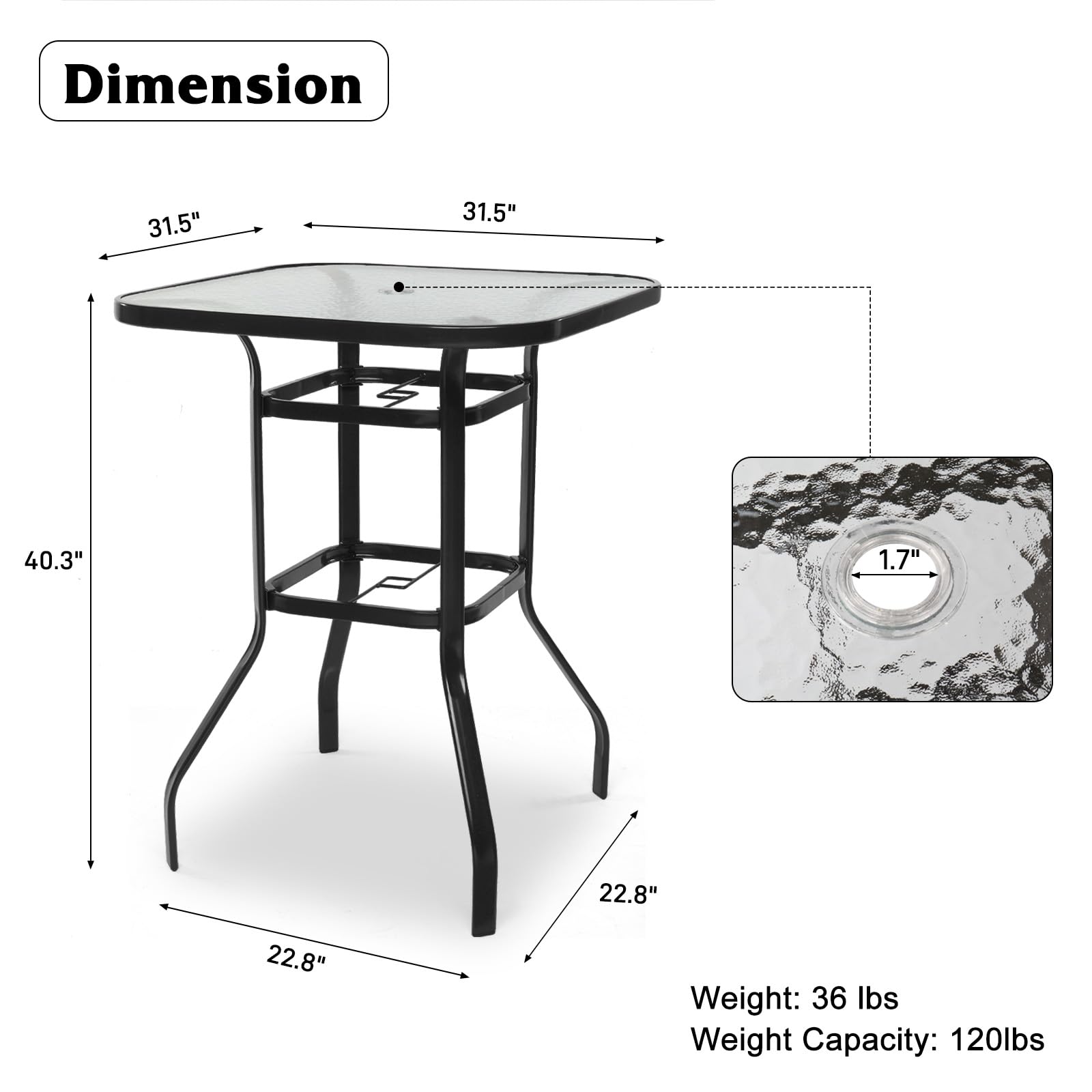 Outdoor Bar Table with Umbrella Hole