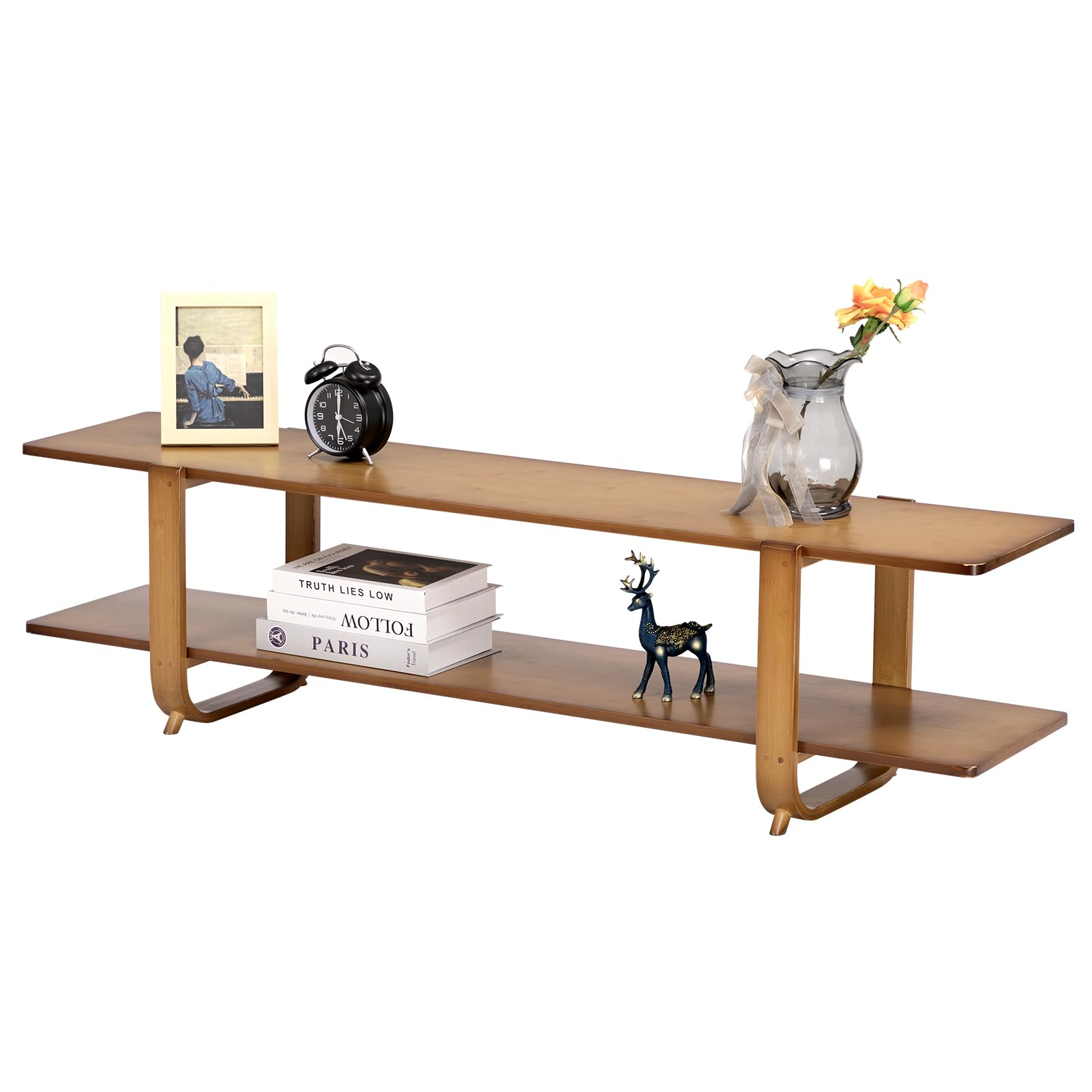 Bamboo TV Stand with Storage for TVs up to 65 Inches