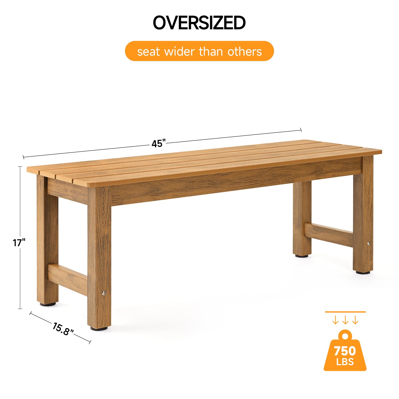 Weatherproof Outdoor Garden Bench 2-Person Poly Lumber