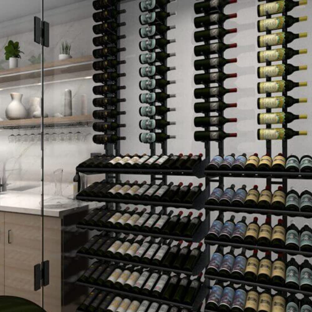 12-Bottle Wall Mounted Wine Rack - Matte Black Metal