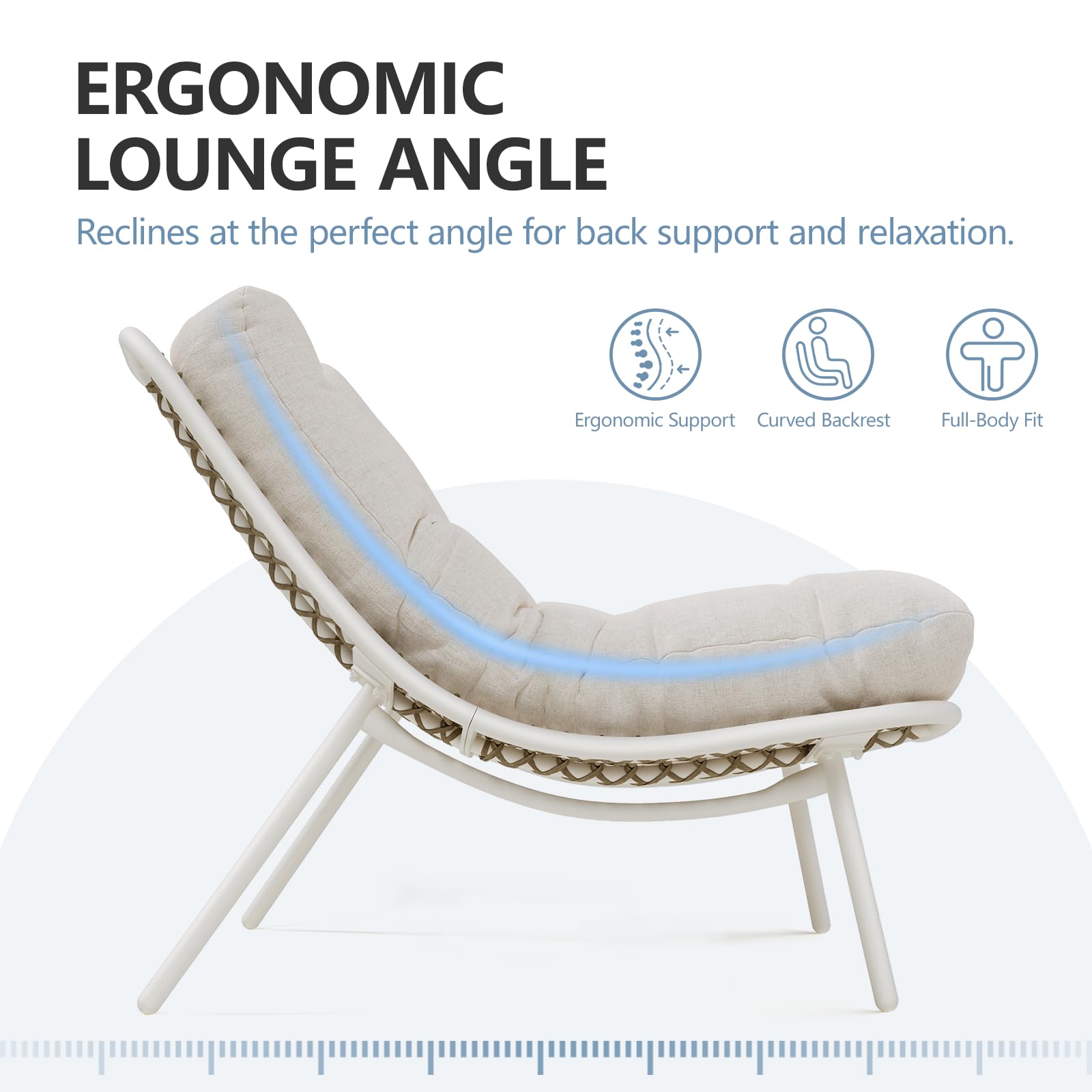Wicker Chaise Lounge Chair with Thick Cushion
