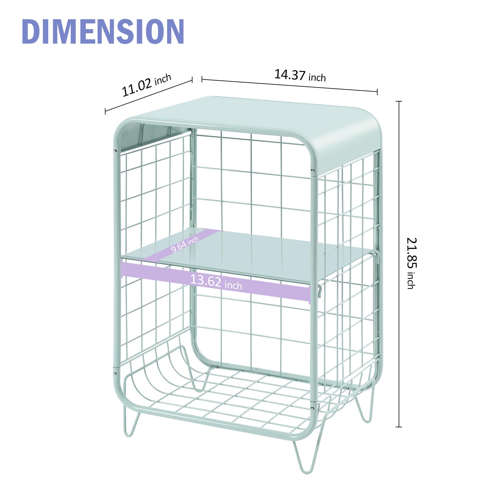 3-Tier Metal Side Table with Storage