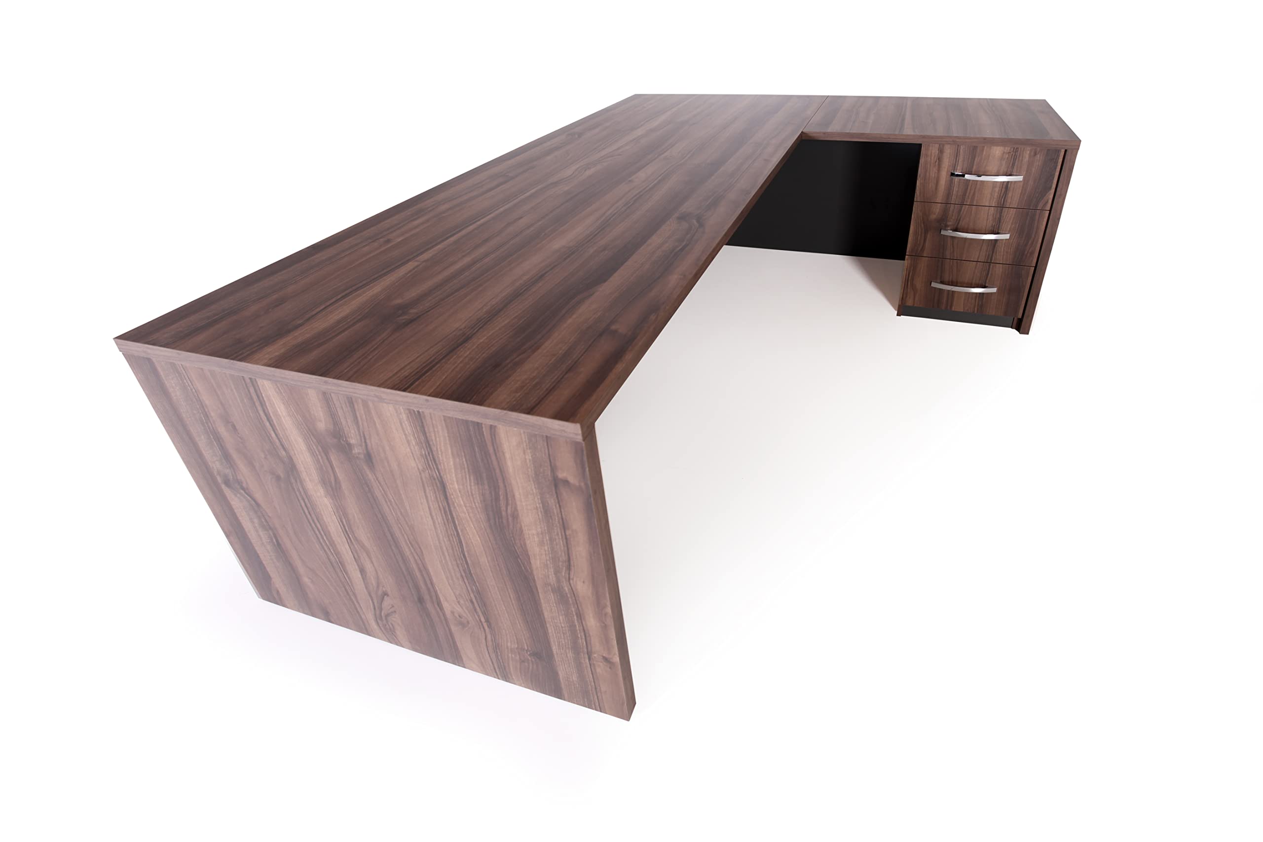 71" Executive L-Shaped Corner Desk Set with File Cabinet and Coffee Table
