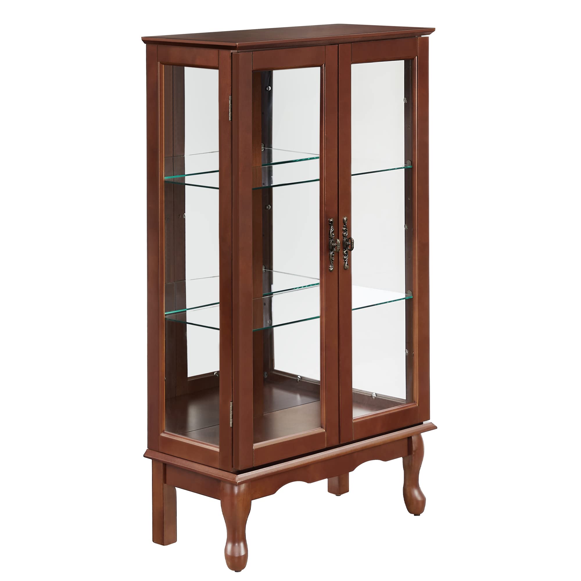 3-Tier Lighted Curio Cabinet with Glass Doors