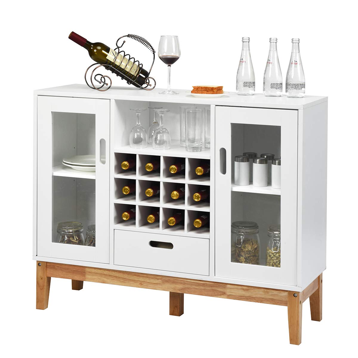 Buffet Sideboard with Wine Rack and Storage