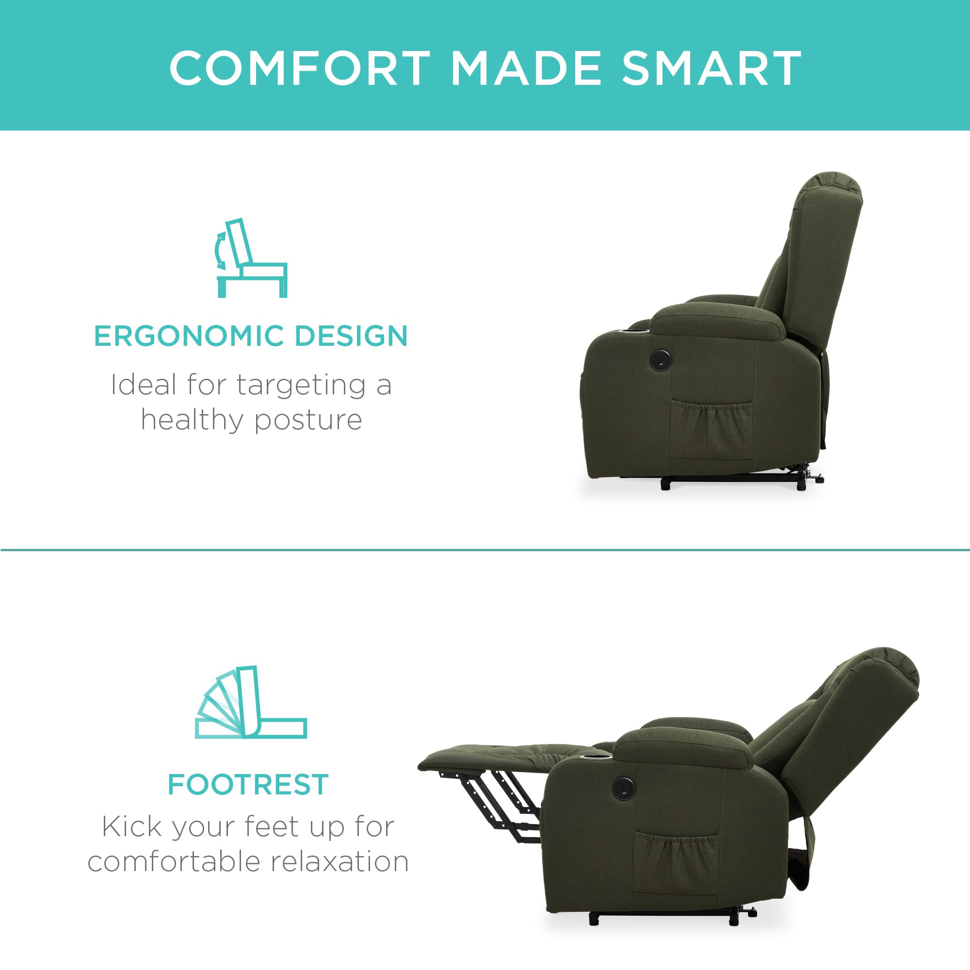 Power Lift Recliner Chair with Massage and Heat
