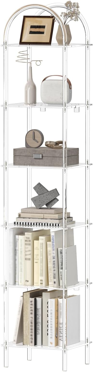 6-Tier Acrylic Arched Bookcase Clear