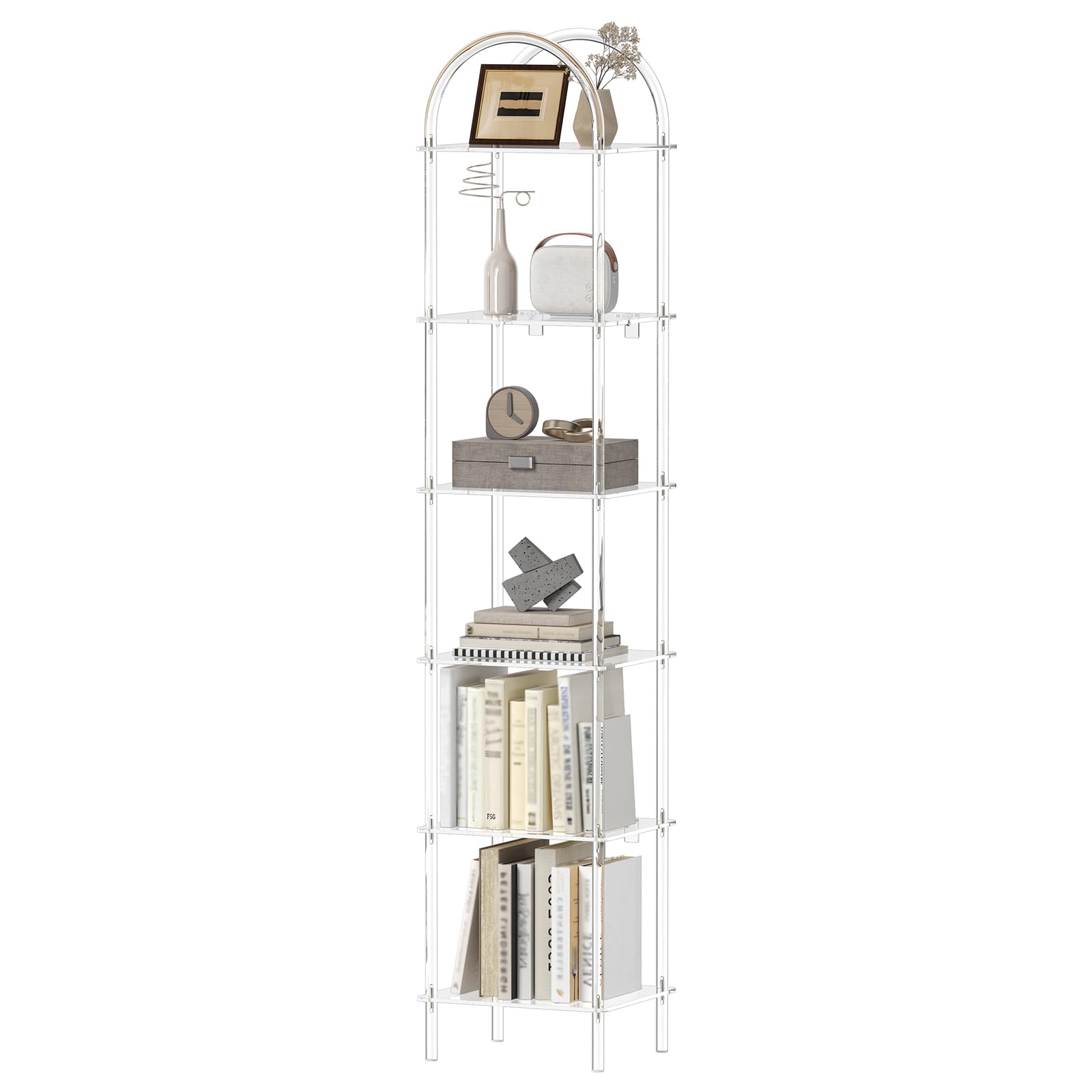 6-Tier Acrylic Arched Bookcase Clear