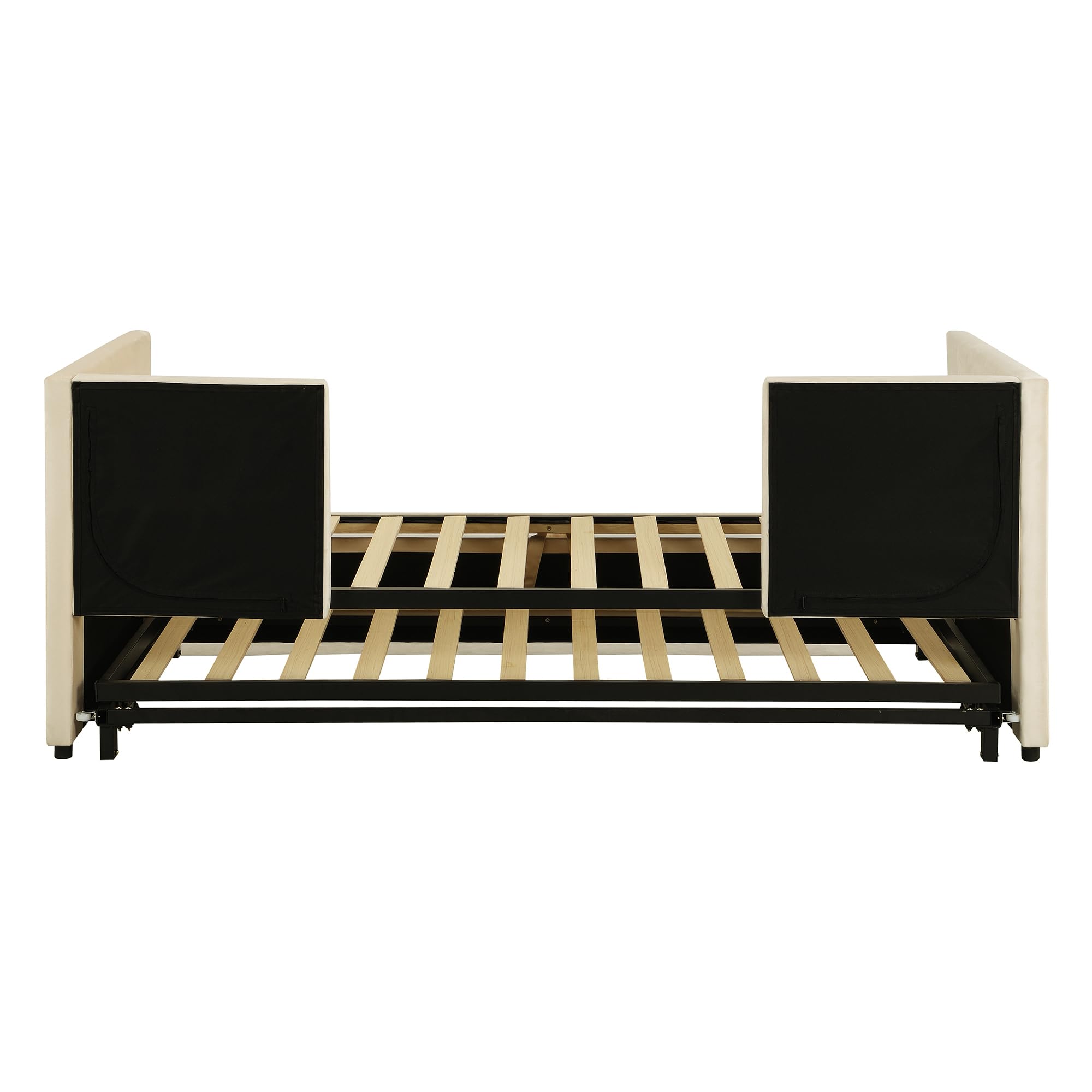 Twin Size Velvet Upholstered Daybed with Pop Up Trundle