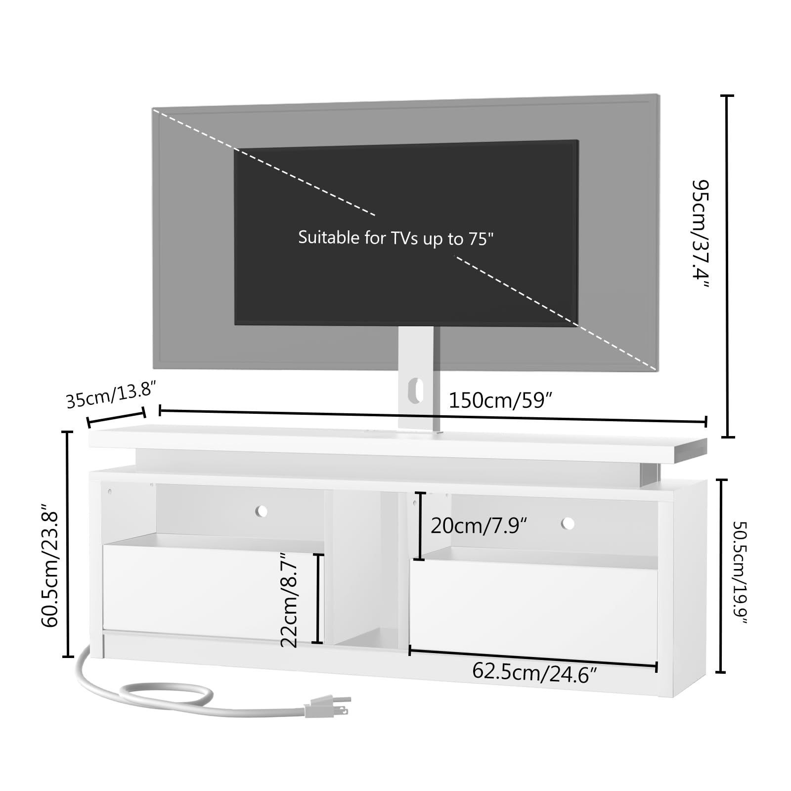 TV Stand with Mount for 75 Inch TV