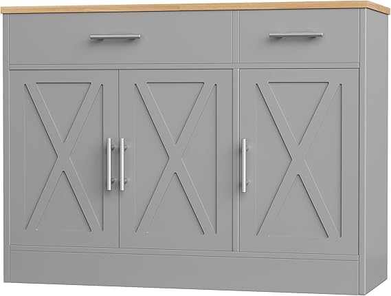 Modern Farmhouse Sideboard Buffet Cabinet with 3 Barn Doors