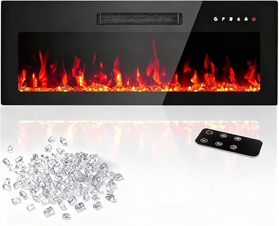 60" Smart Electric Fireplace with Voice Control and Realistic Flame