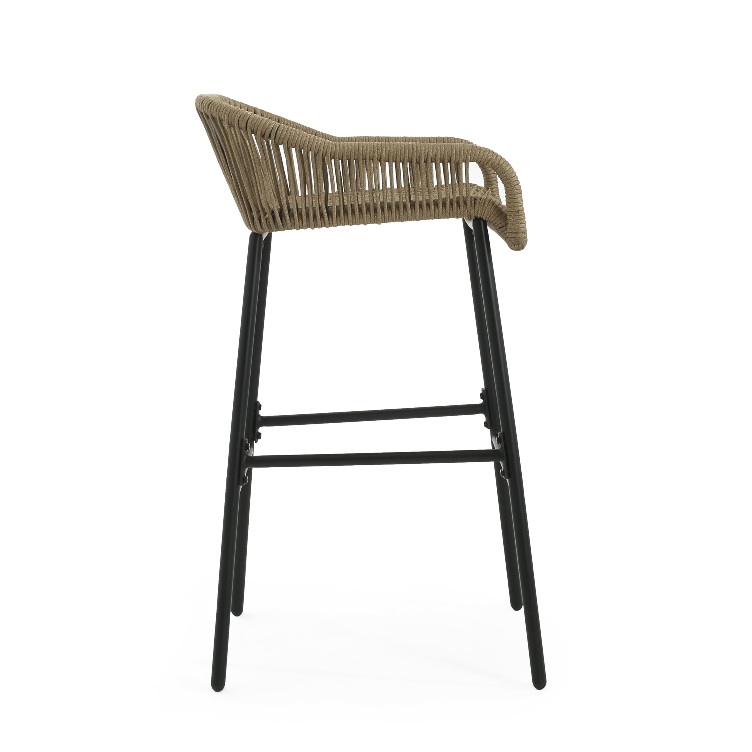 Outdoor Rope Weave Iron Barstools Set of 2