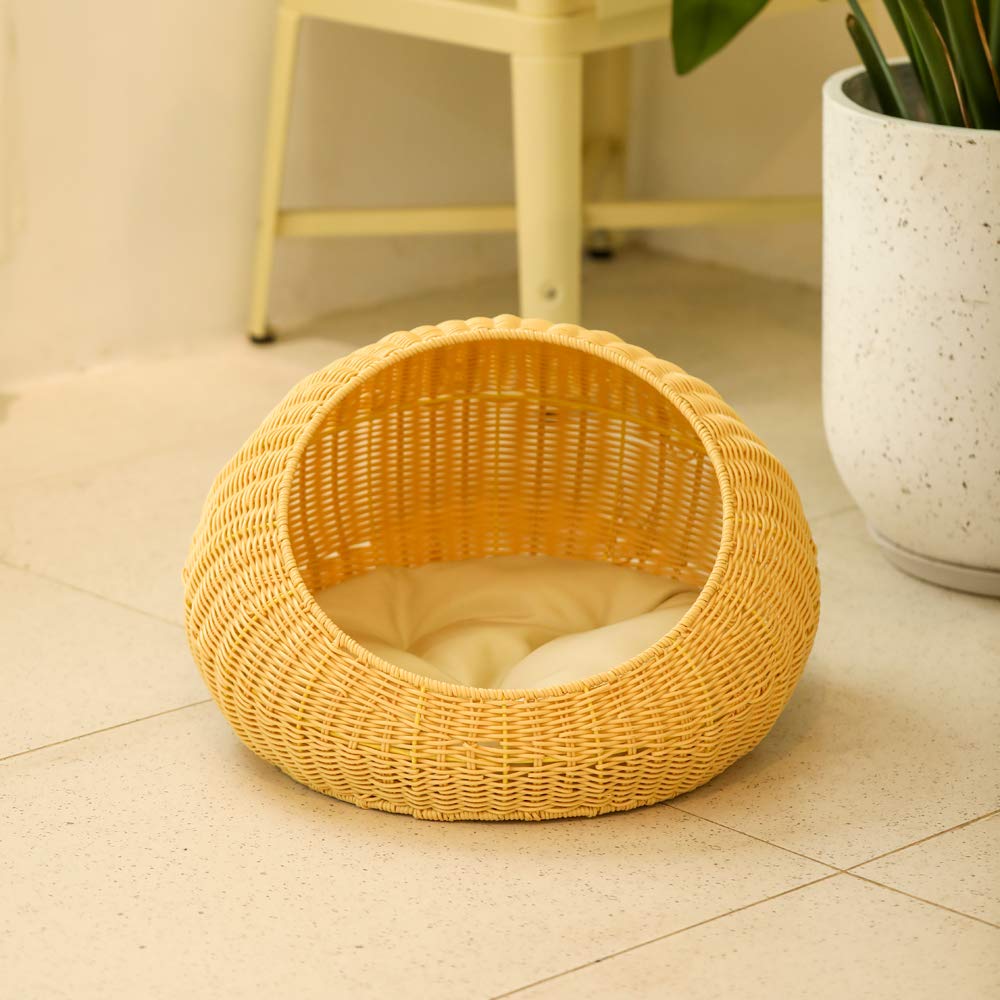 Rattan Round Pet Bed with Cushion