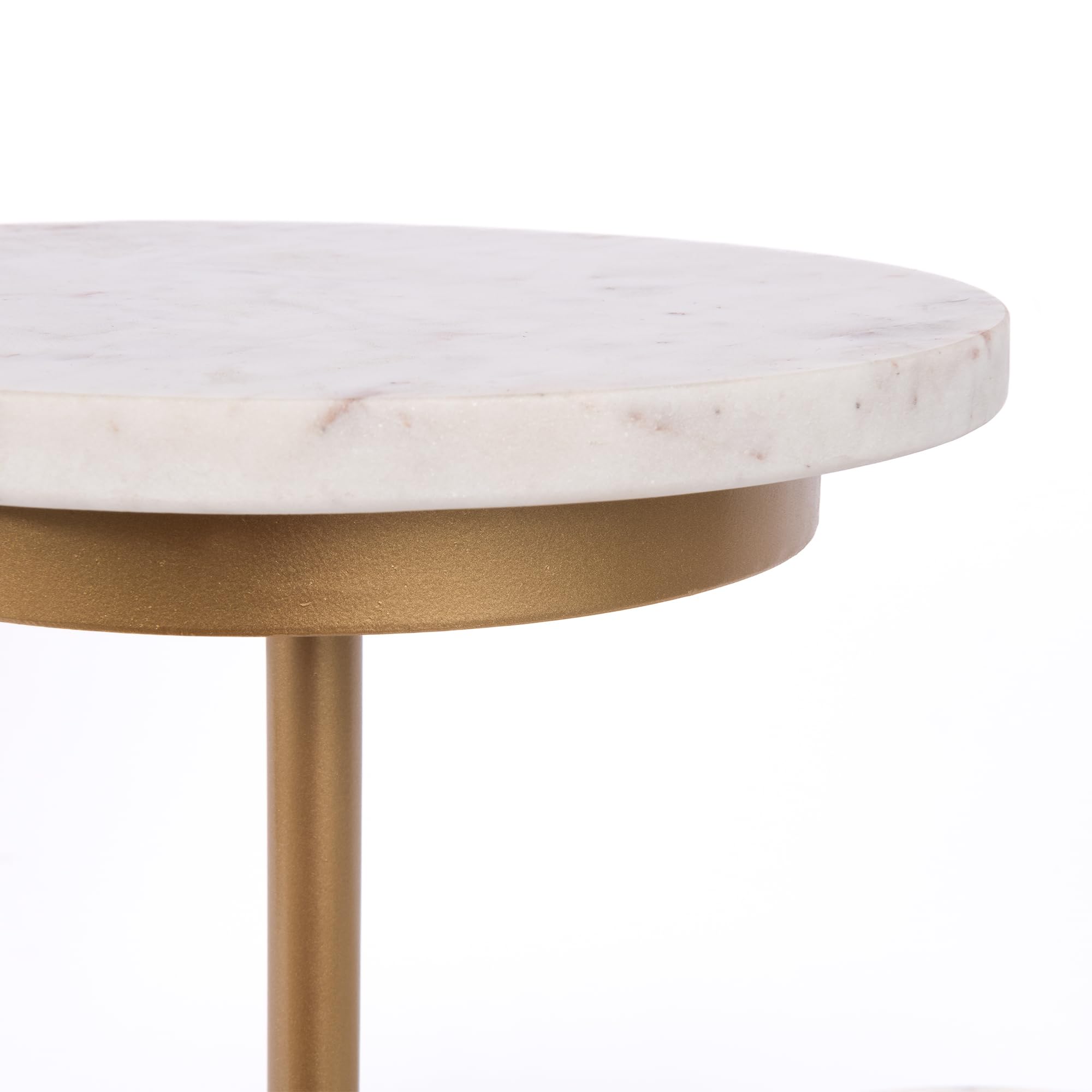 Contemporary Marble and Gold Two Tier Accent Table