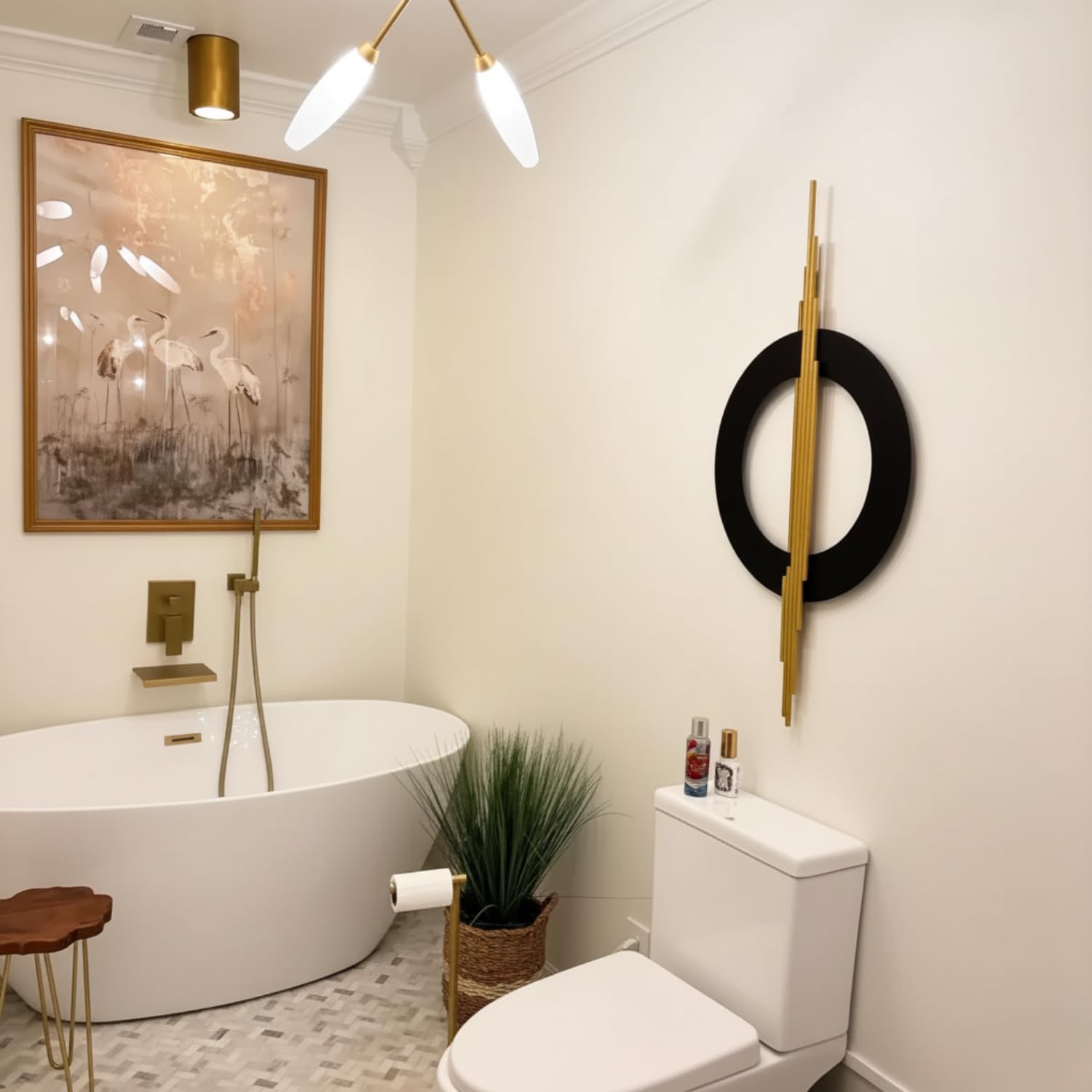 3D Black and Gold Metal Wall Art - 39 x 19 Inches