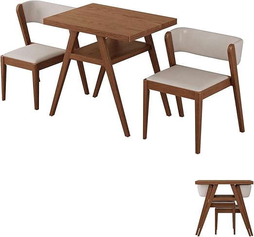 Solid Wood Bistro Table and Chairs Set of 2