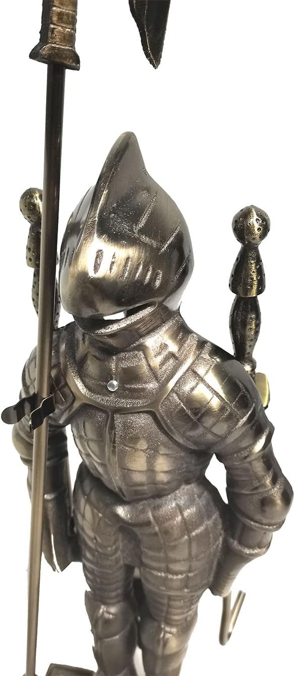 Medieval Knight Fireplace Tool Set - 4 Piece Cast Iron