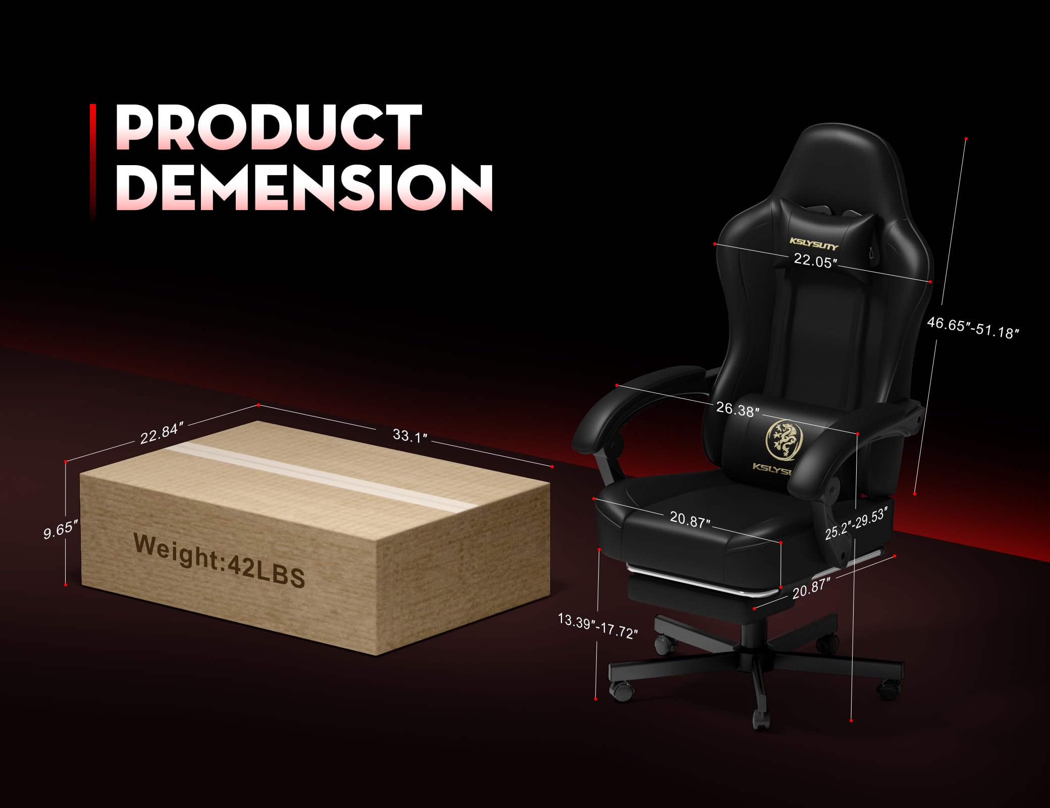 Gaming Chair with Footrest and Lumbar Support