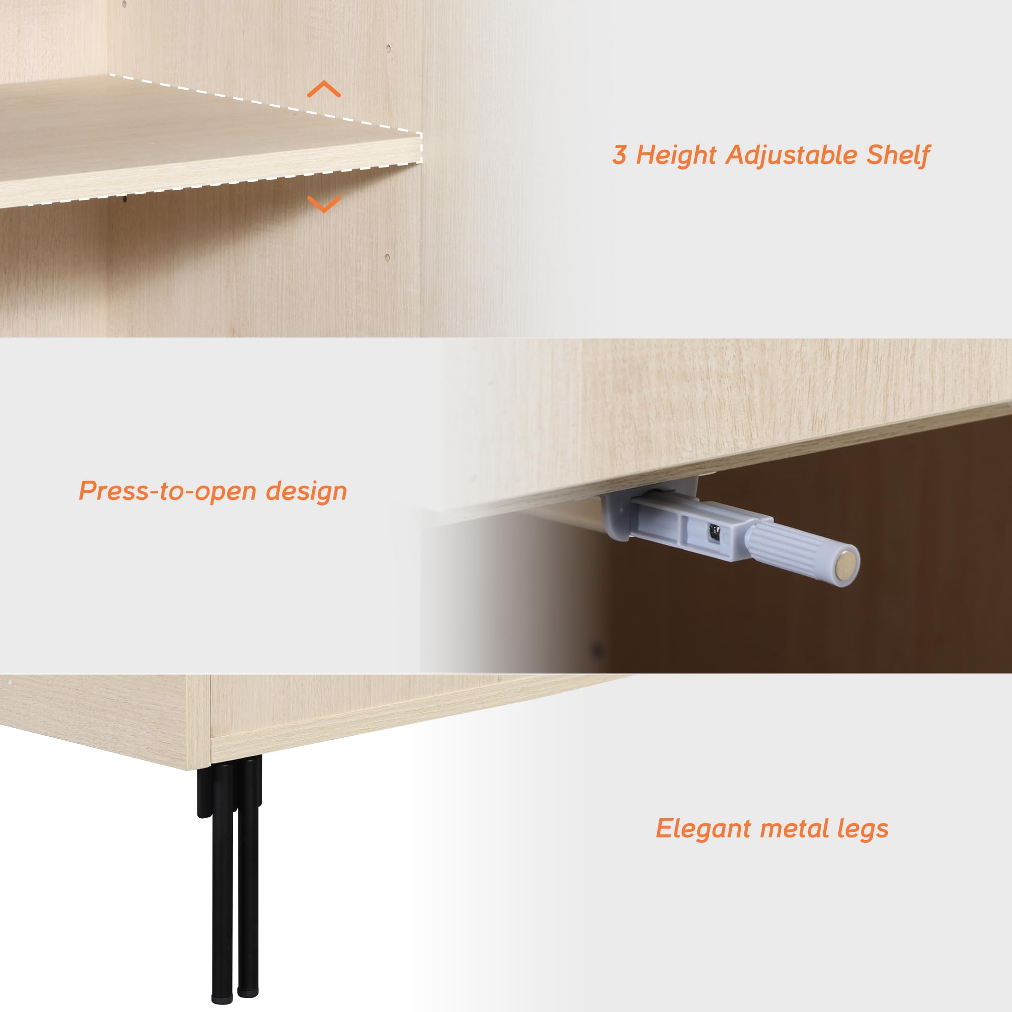 94.5" Fluted Buffet Sideboard Cabinet with Storage