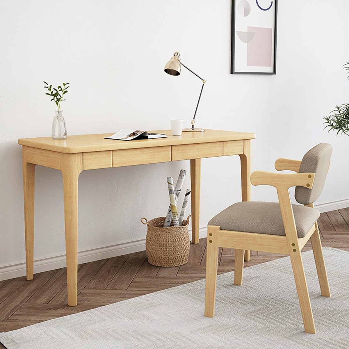 Solid Wood Desk with Drawers