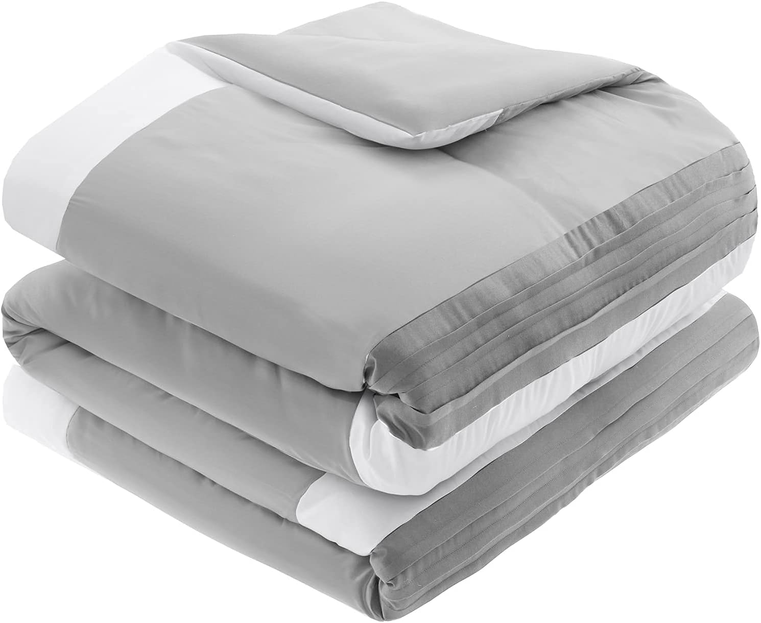 7-Piece Queen Comforter Set - Gray and White Patchwork Design