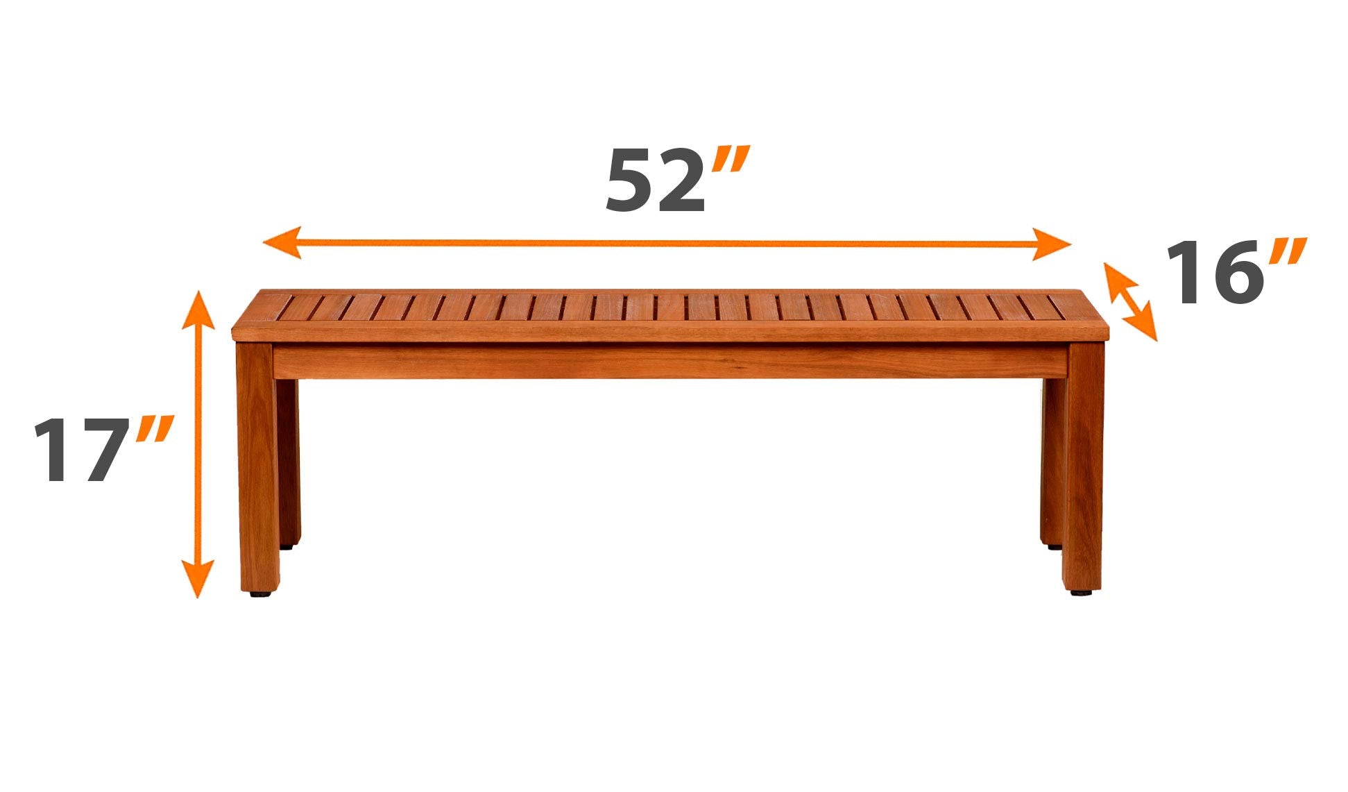 Eucalyptus Wood Backless Outdoor Bench