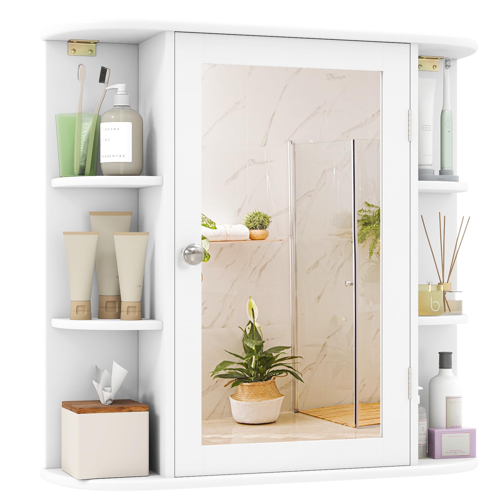 Bathroom Medicine Cabinet with Mirror Wall Mounted Storage Organizer