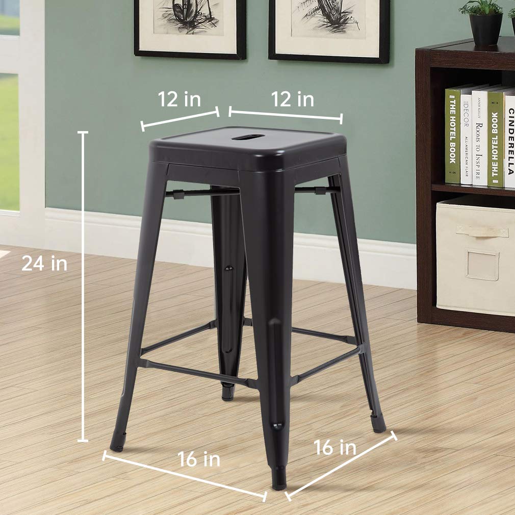 24" Stackable Metal Bar Stools Set of 4