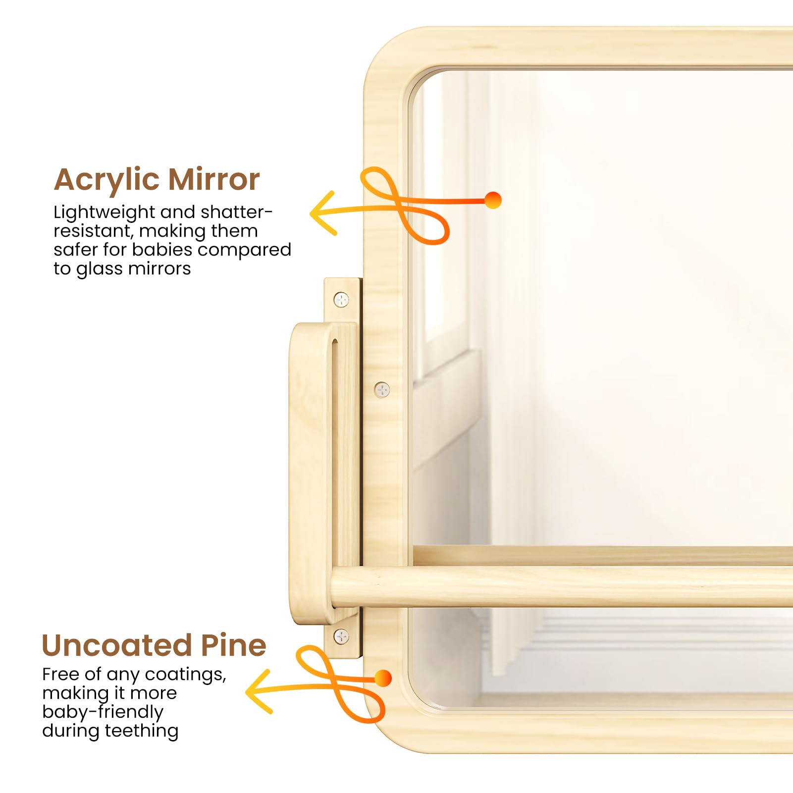 3-in-1 Montessori Mirror with Adjustable Pull-Up Bar