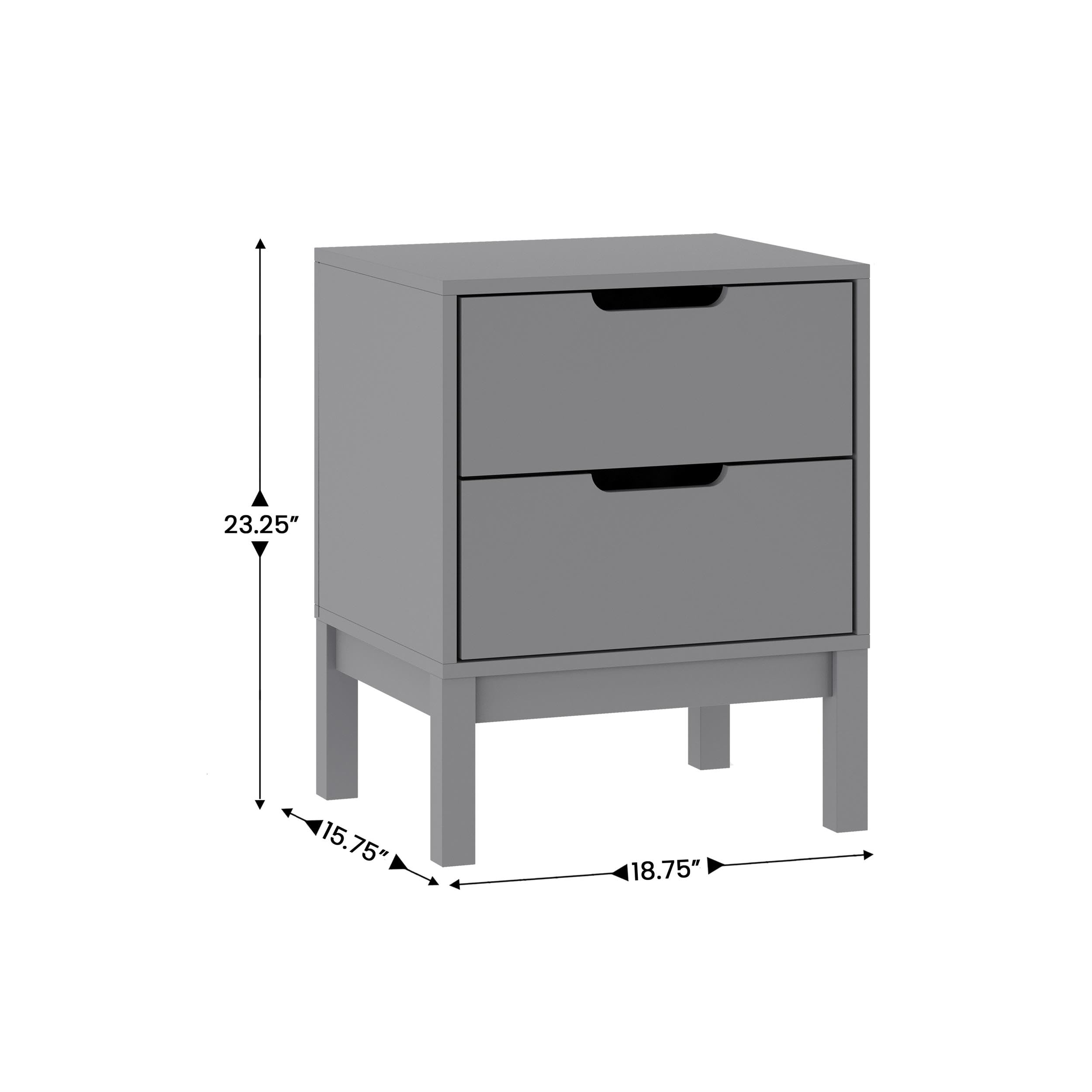 Wood Nightstand with 2 Storage Drawers