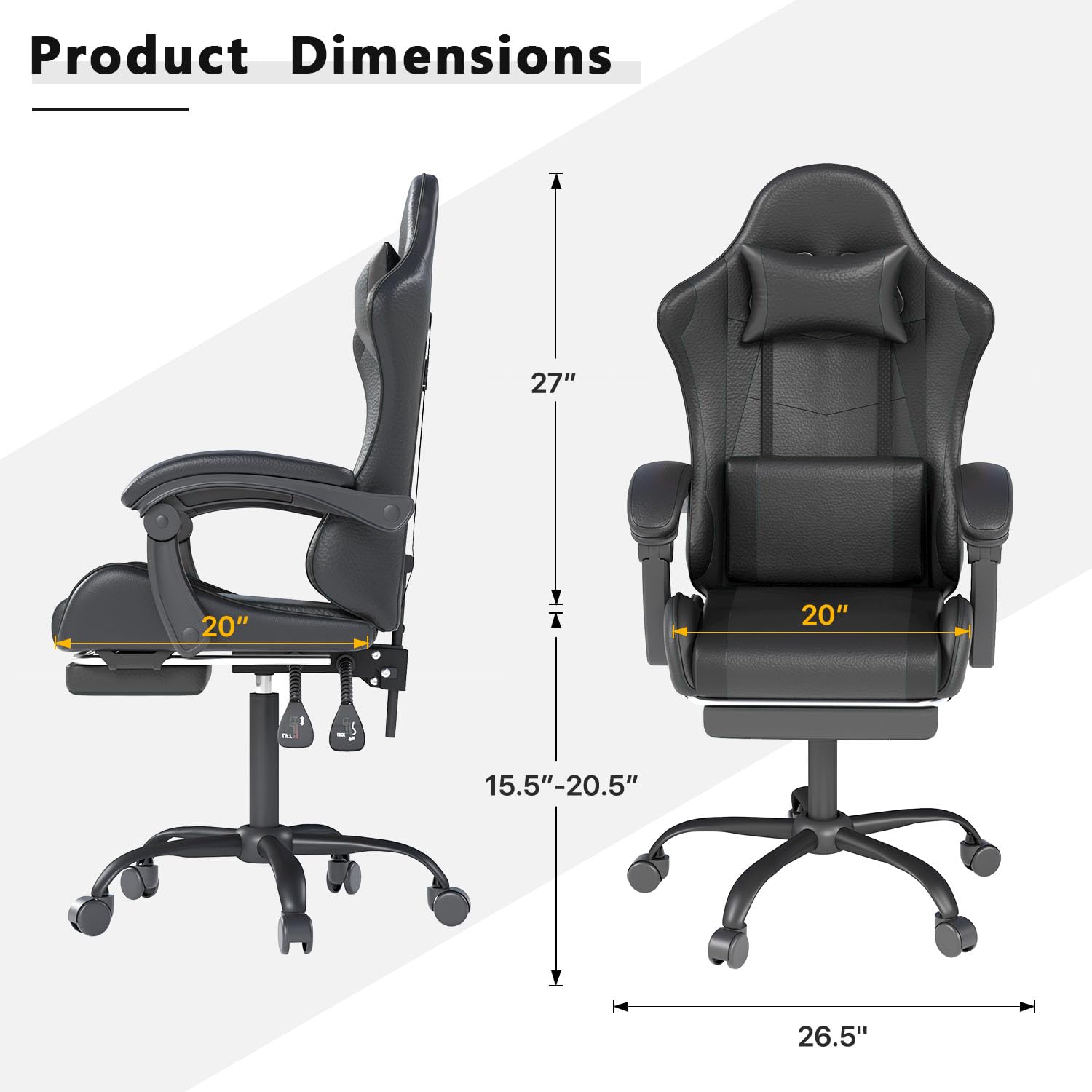 Gaming Chair with Headrest and Lumbar Support