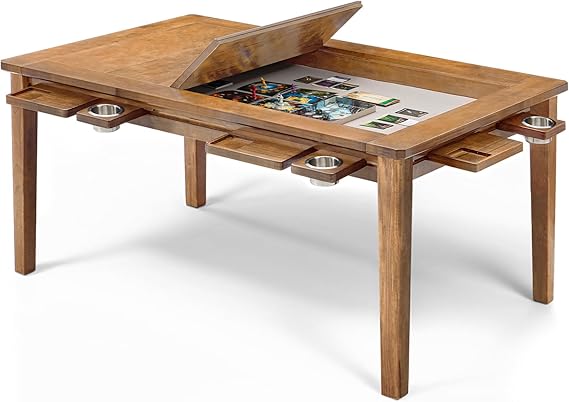 Solid Wood Board Game Table for 4-6 Players with Removable Top