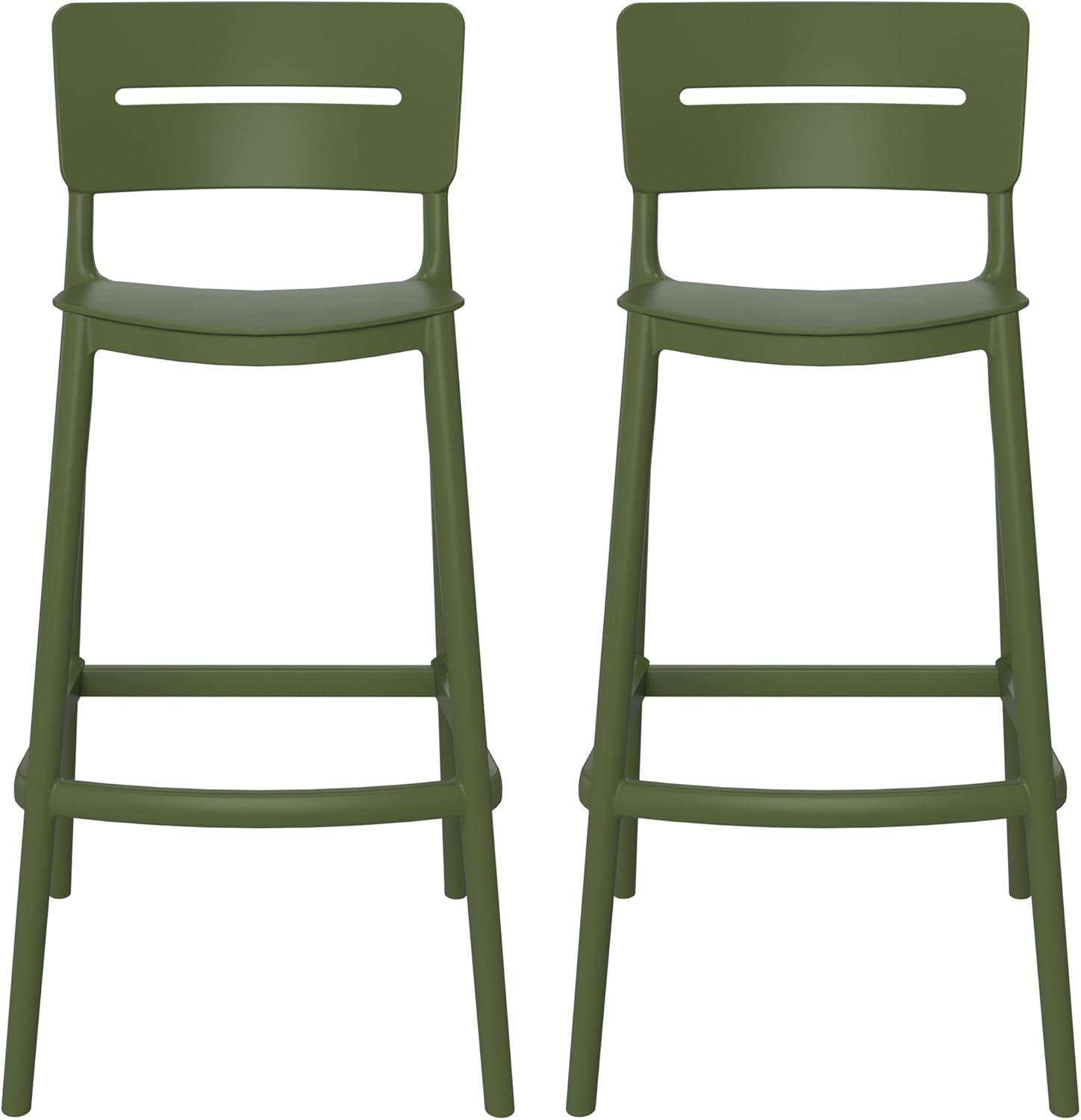 Stackable Polypropylene Outdoor Patio Bar Stools Set of 2