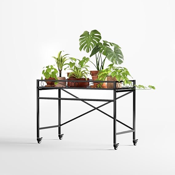 2 Tier Metal Plant Stand with Wheels