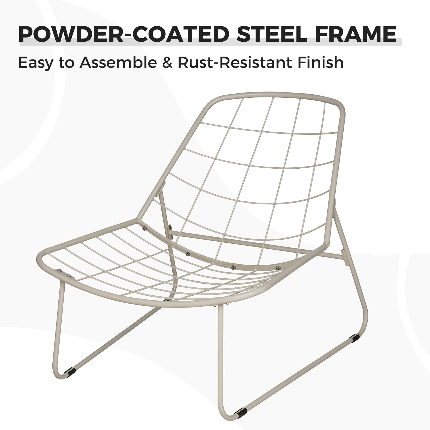Outdoor Metal Lounge Chair with Cushion - Weather Resistant Patio Furniture