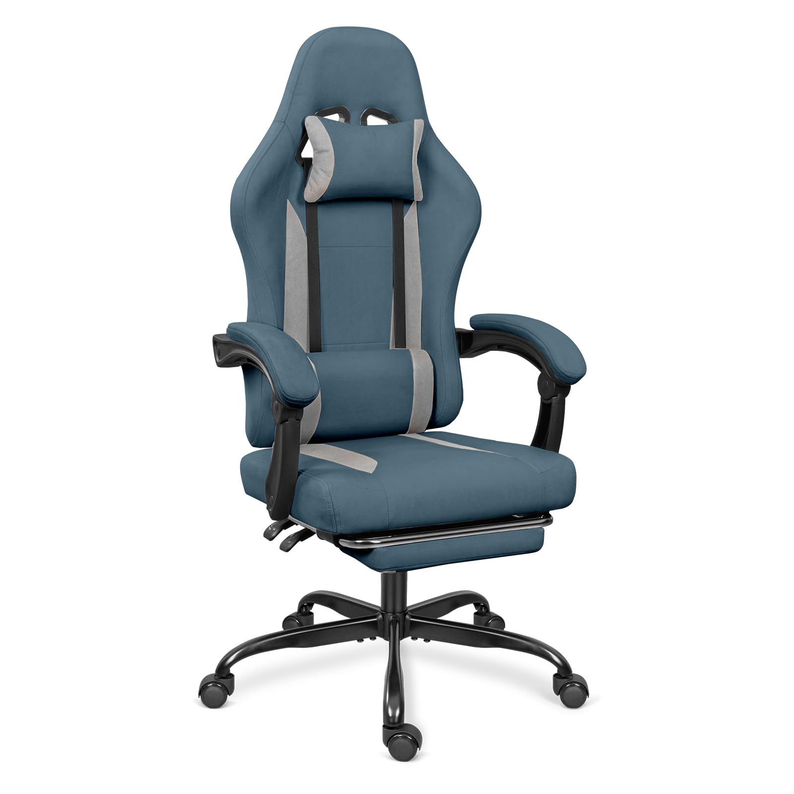 Breathable Fabric Gaming Chair with Footrest