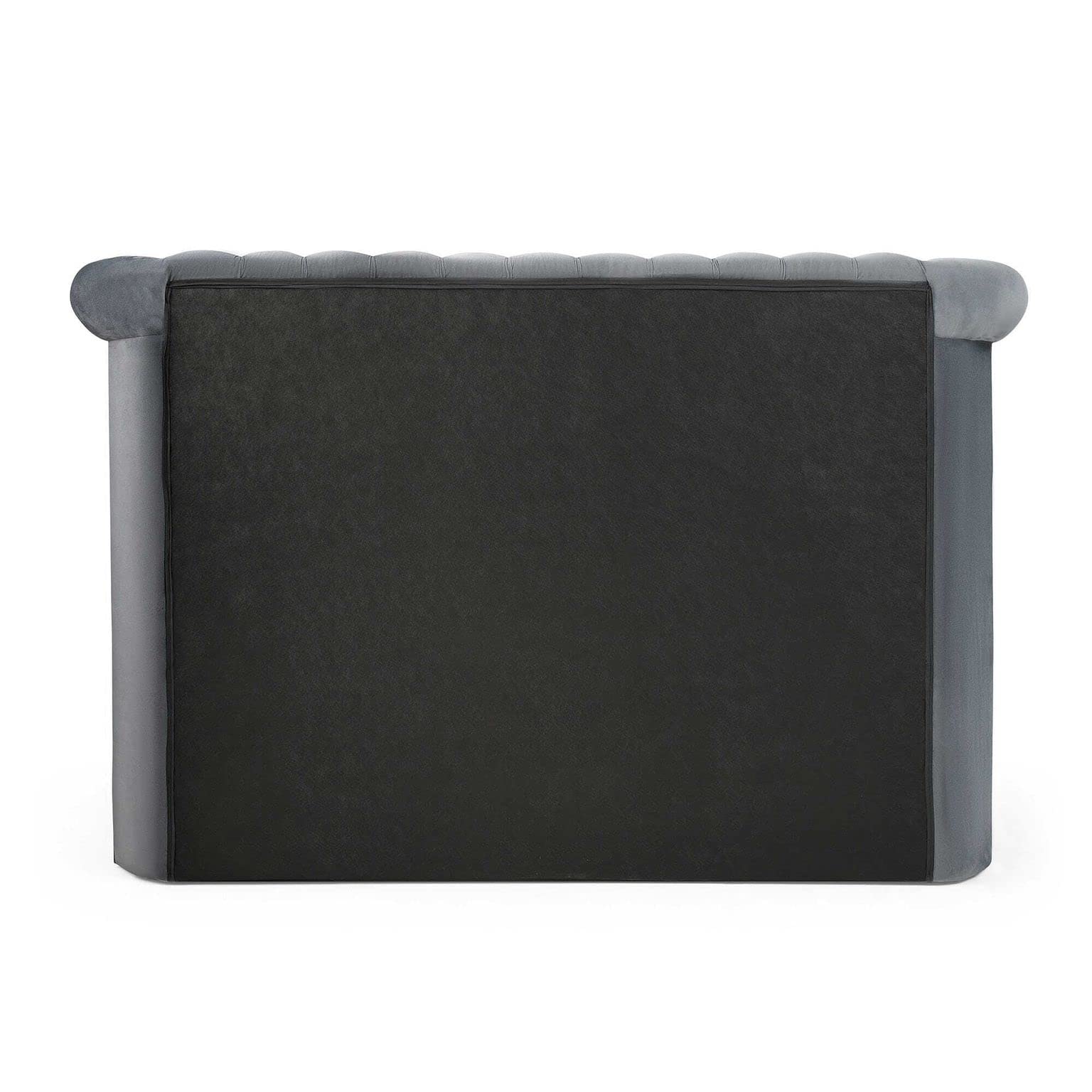 Upholstered Round Storage Bed Grey Velvet Queen