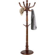 Wood Coat Rack Freestanding with 11 Hooks