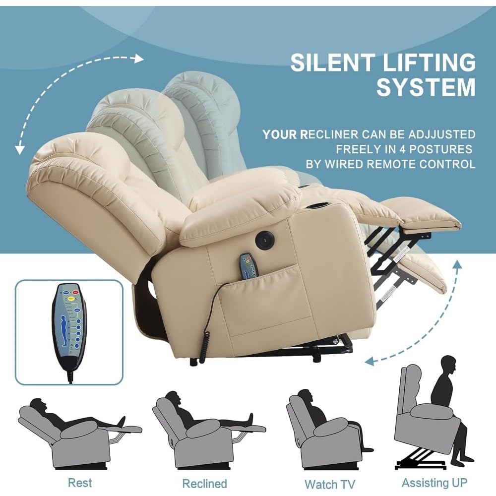 Power Lift Recliner Chair with Massage and Heat