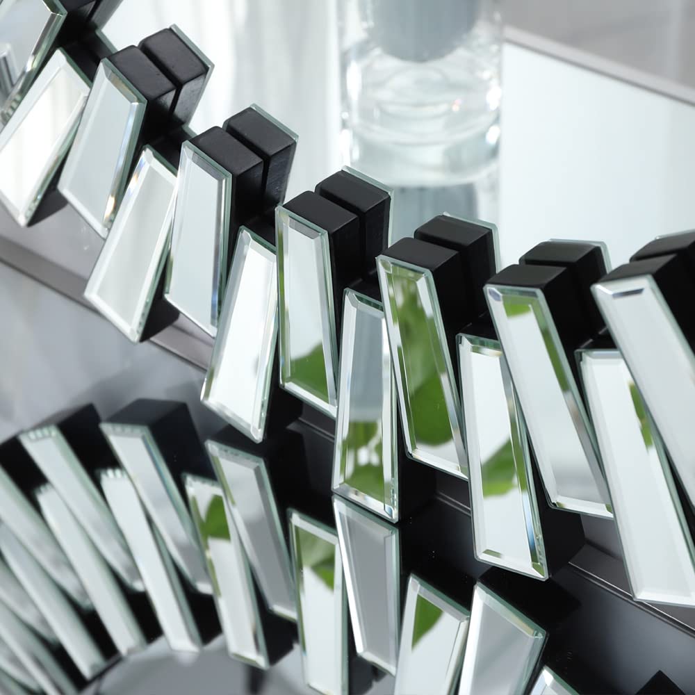 32 Inch Round Decorative Mirror with Beveled Glass Frame