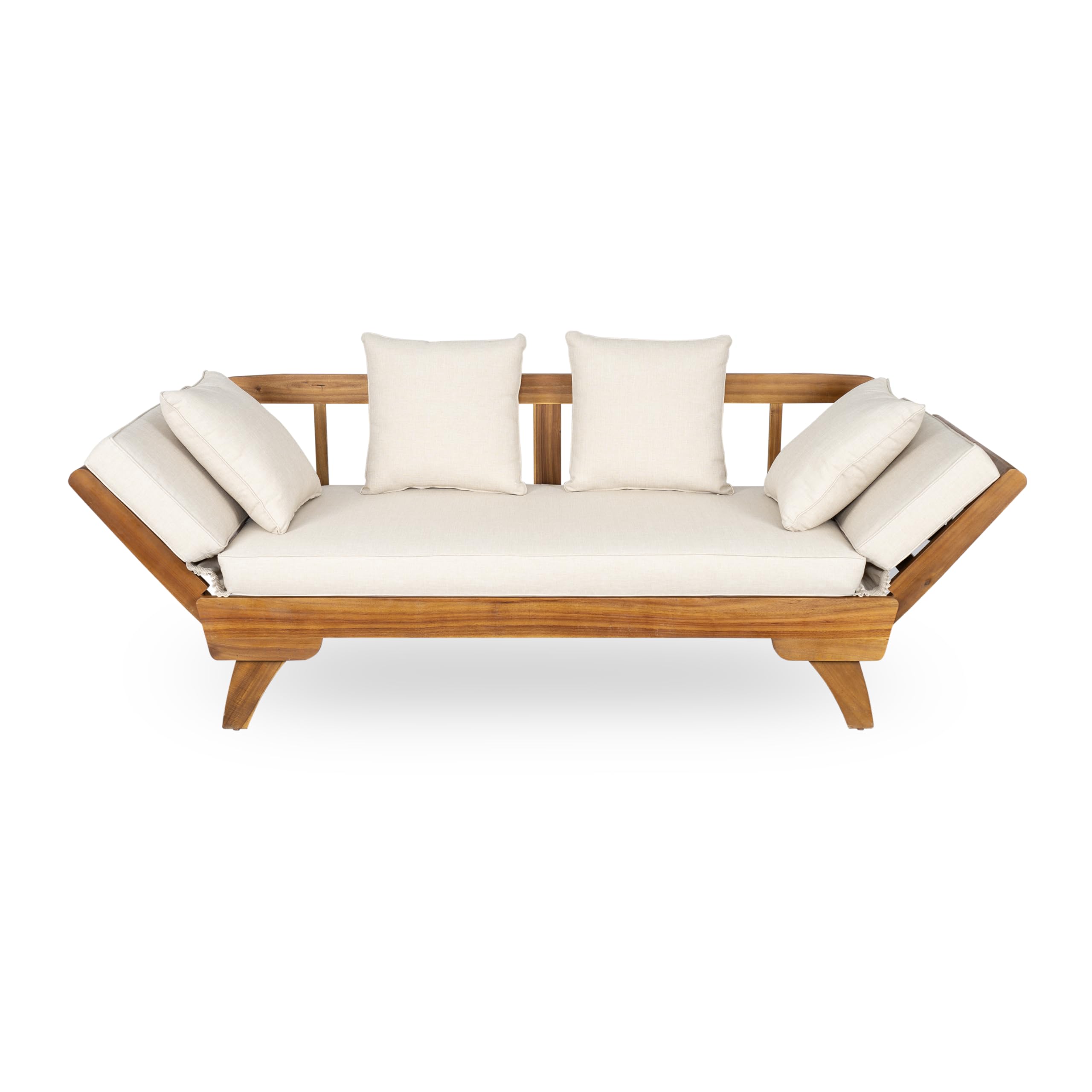 Gary Patio Convertible Daybed - 3-Seater Acacia Wood Outdoor Sofa