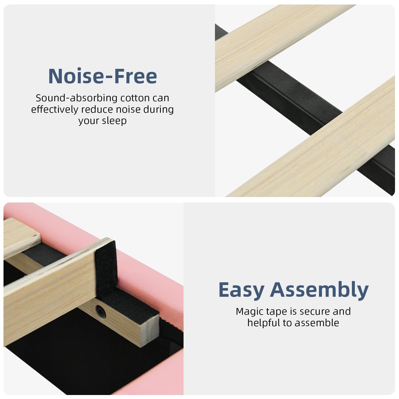 Pink Queen LED Bed Frame with Upholstered Headboard