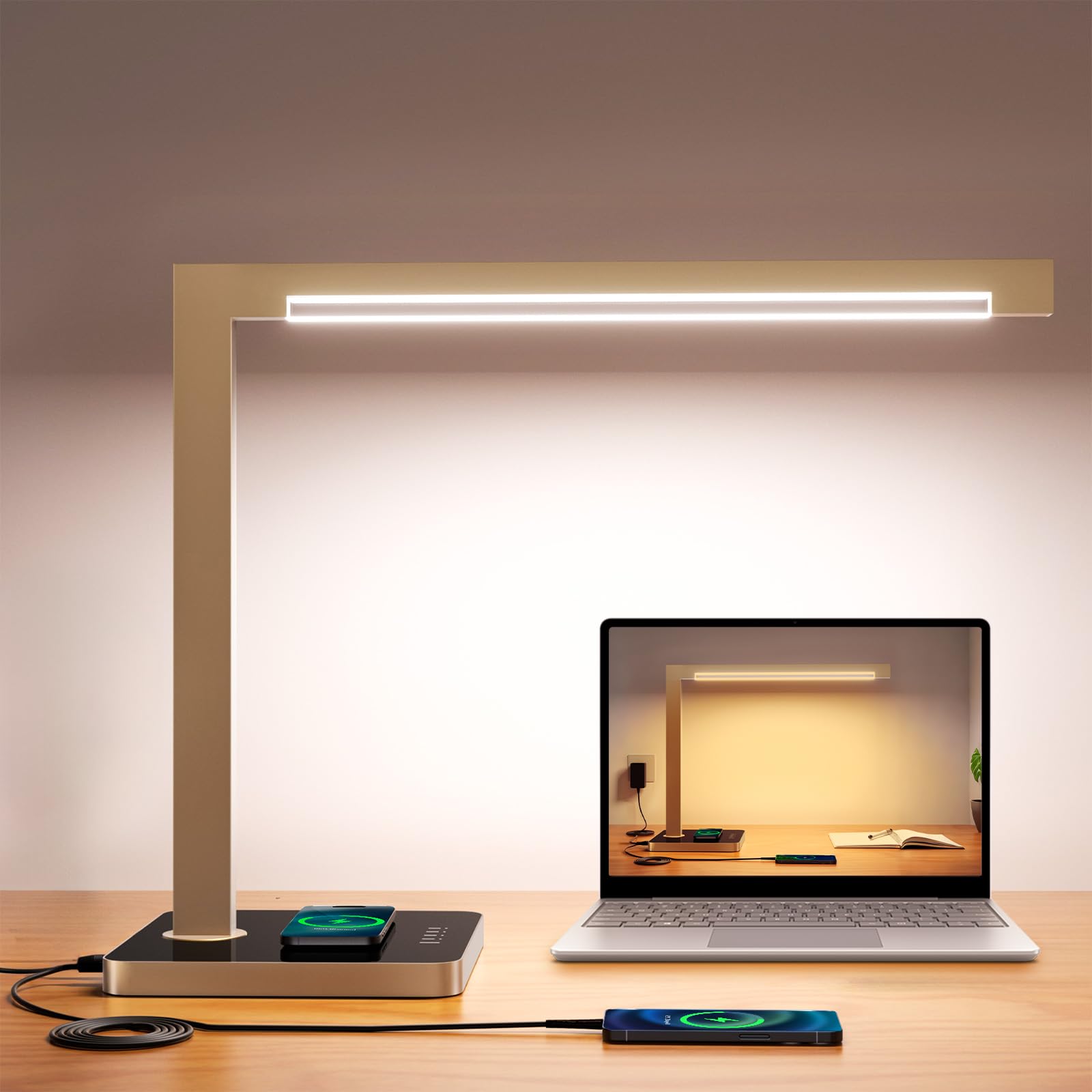 Aluminum LED Desk Lamp with Charging Station