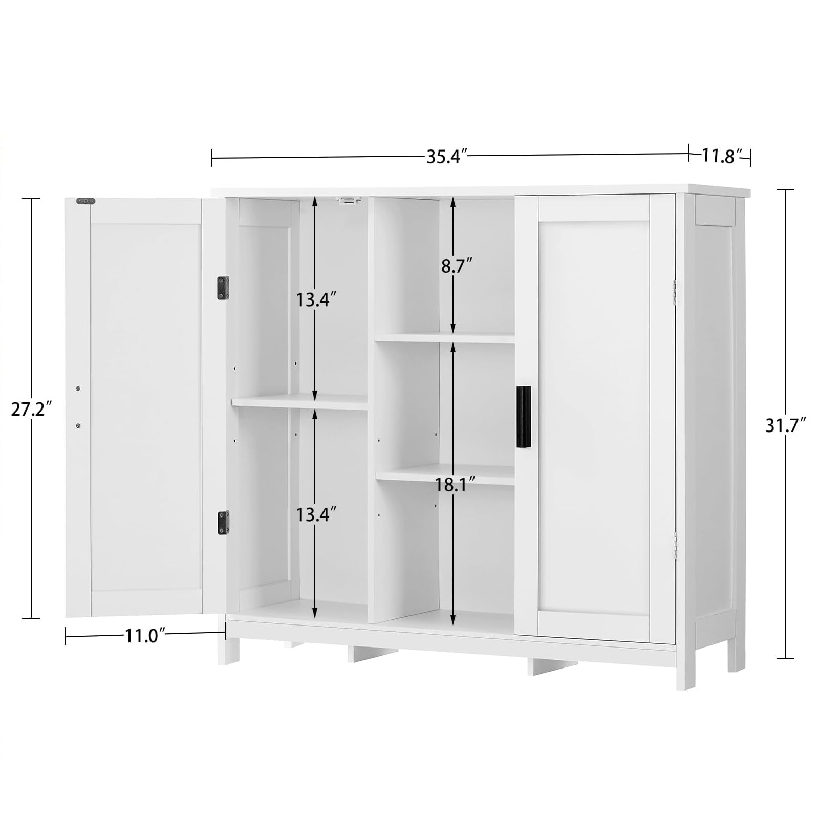 Storage Cabinet with 2 Doors and 4 Shelves