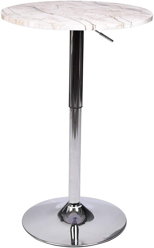 3-Piece Bar Table and Chairs Set - Height Adjustable Round Pub Table with Swivel Barstools