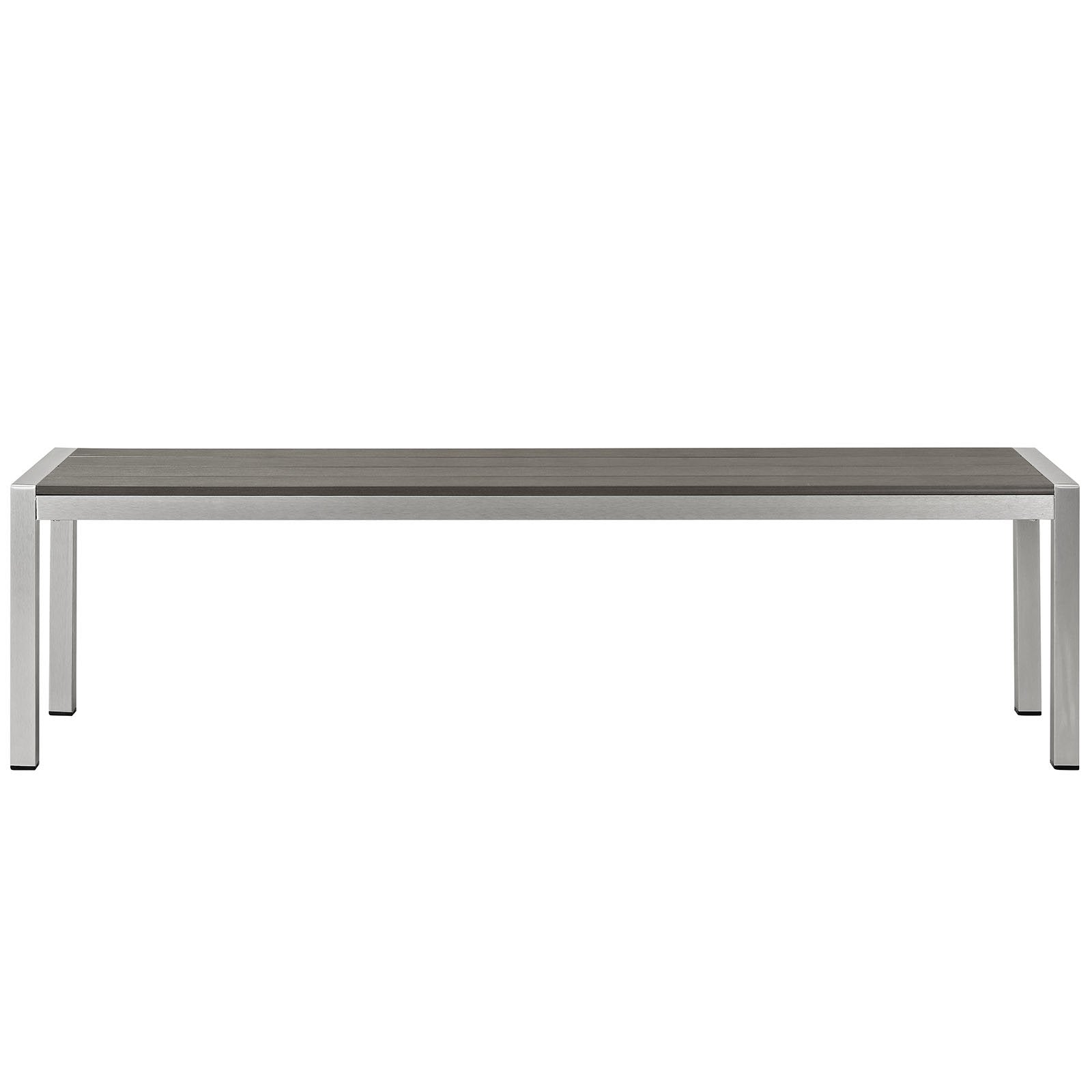 Aluminum Outdoor Patio Bench Silver Gray