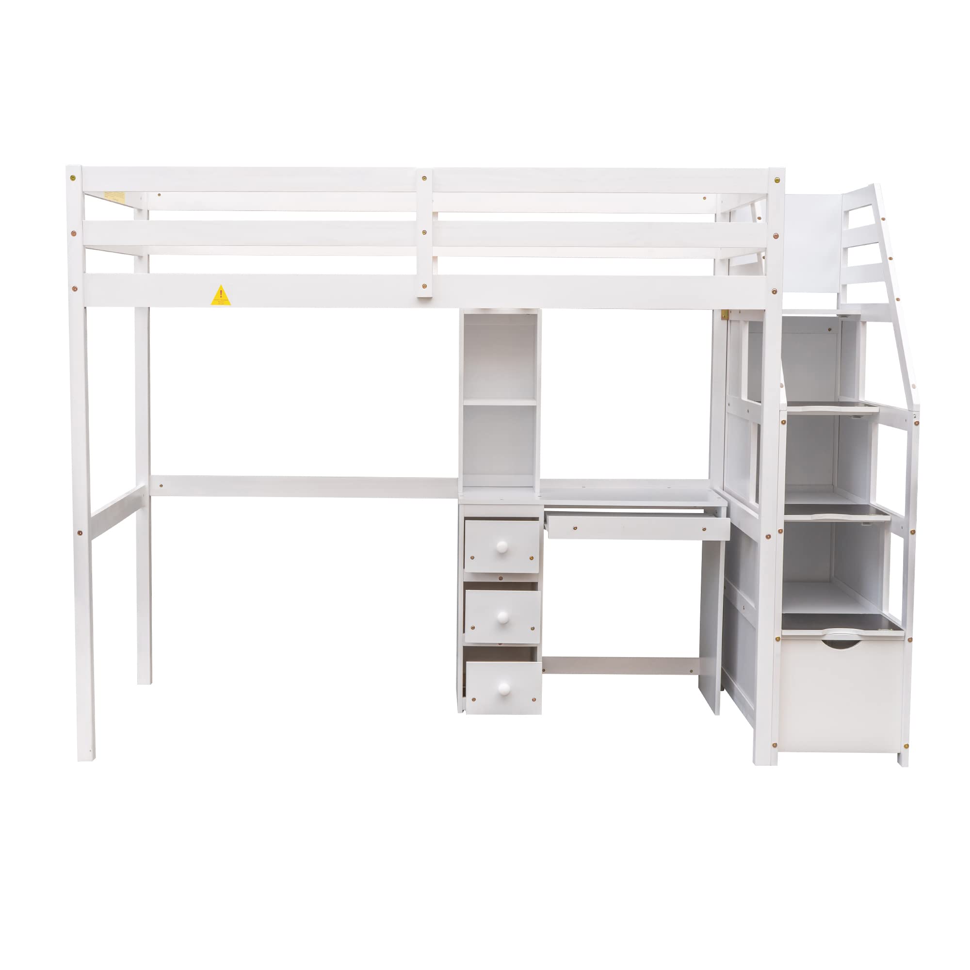 Twin Over Twin Bunk Bed with Stairs and Desk