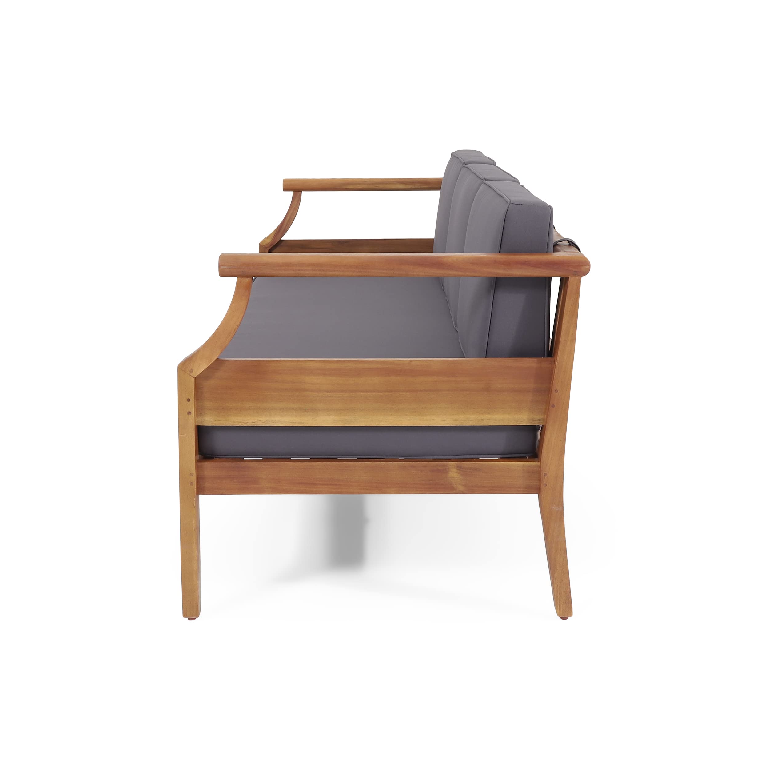 Outdoor 3 Seater Sofa - Acacia Wood - Teak and Dark Gray